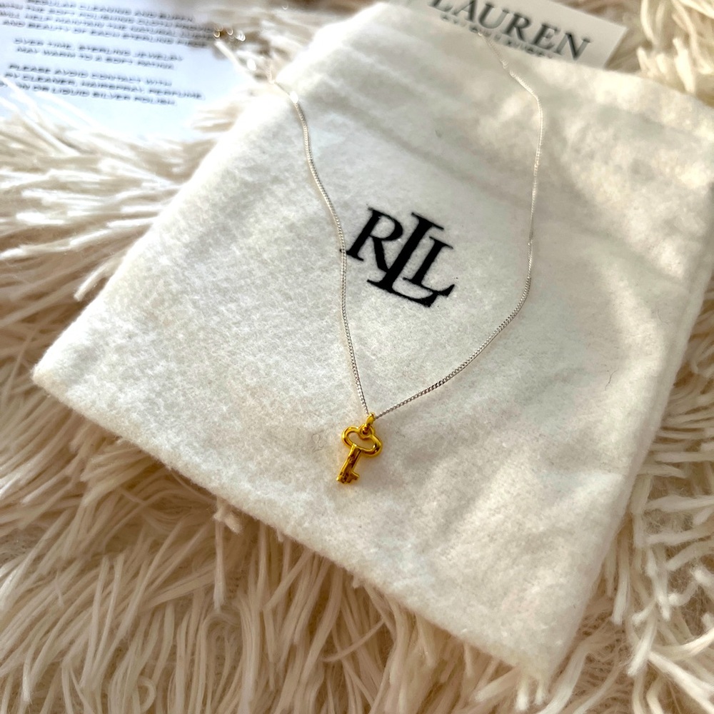 Ralph Lauren Two Tone Key Pendant Necklace